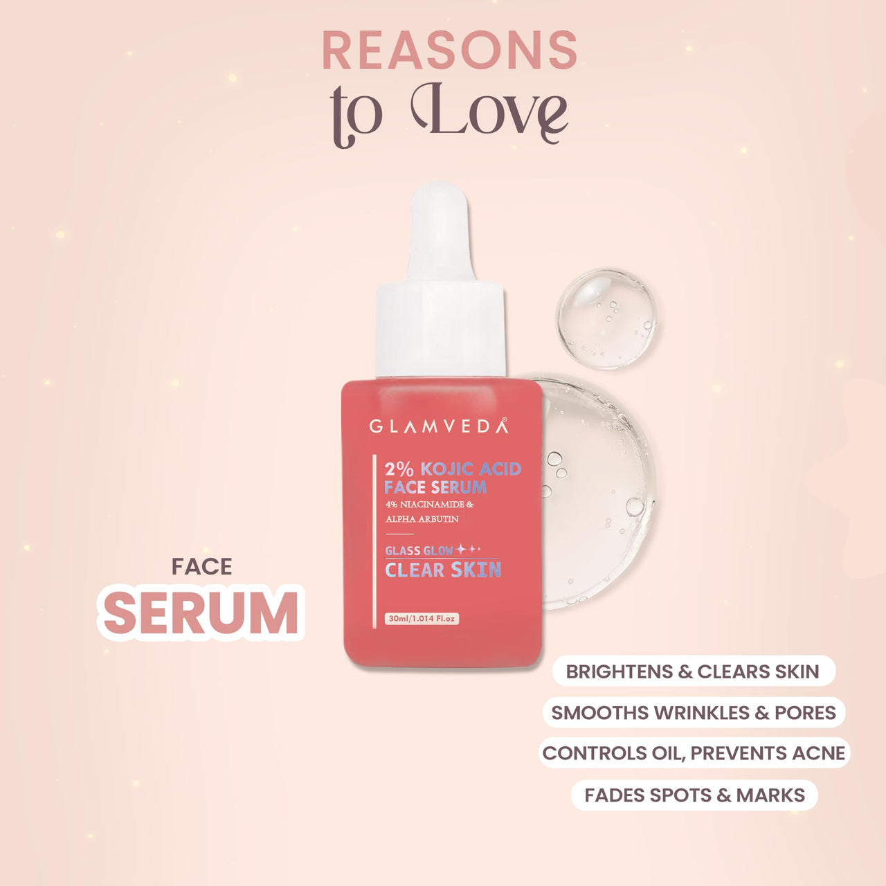 Glamveda 2% Kojic Acid Trio Facewash, Serum & Cream With Pouch – Brightening, Hydrating & Acne Scar Treatment | Fades Dark Spot |, Evens Tone & Promotes Clear and Glowing Skin