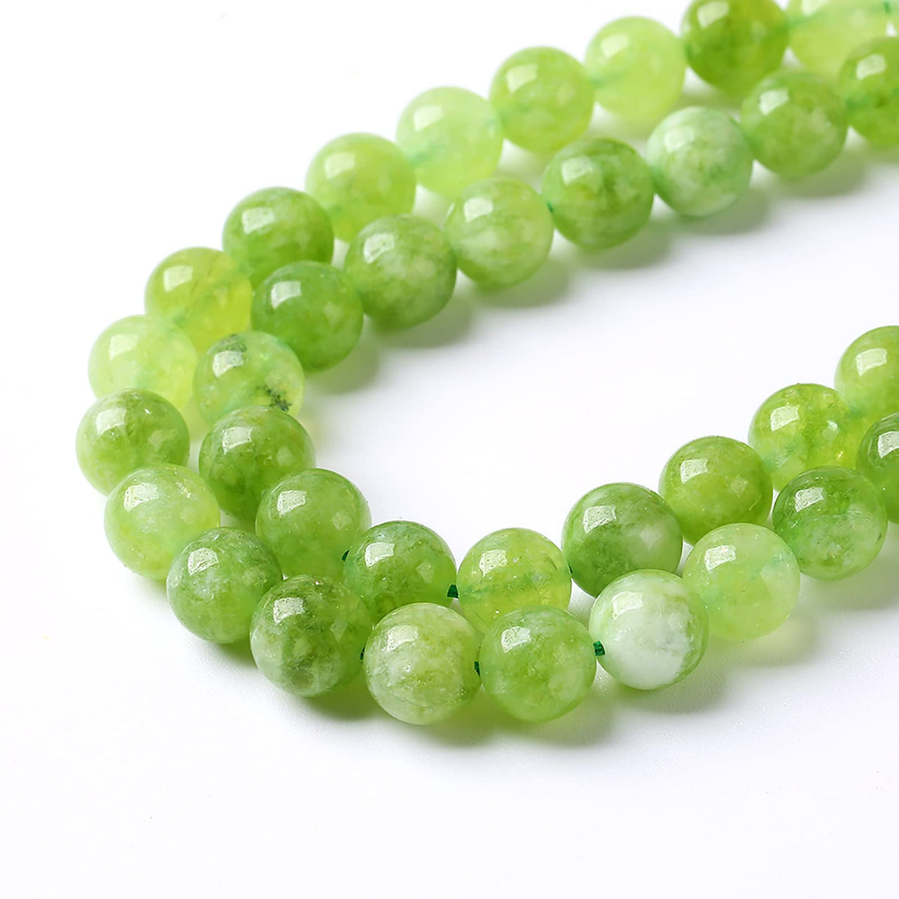45pcs 8mm Natural Peridot Green Lace Jades Beads Round Loose Spacer Beads for Jewelry Making DIY Bracelets Crystal Energy Healing Power Stone 15 Inch Green Peridot Jade