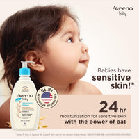 Aveeno Baby Daily Moisturizing Body Lotion | 24 Hour Protection for Sensitive Skin | Active Natural Oats Formula |Paraben Free, Fragrance Free | US Pediatrician Recommended, 532ml