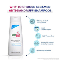Sebamed Anti Dandruff Shampoo 200 ml | pH 5.5 | Reduces dandruff, scalp itching and irritation | Piroctone Olamine | Phthalates, SLS, Toxin and Parabens free | 50% dandruff reduction in 2 weeks