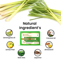 Khadi Organique Natural Herbal Lemongrass Soap Pack of 3 (100% Handmade & Organic Soap)