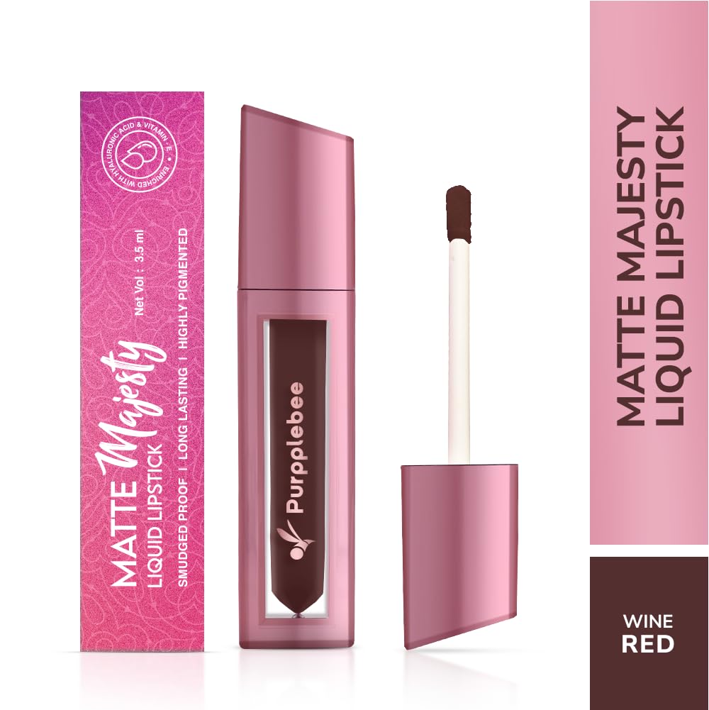 MATTE Majesty Liquid Lipstick Smudged Proof Long Lasting Highly Pigmented Water Proof Matte Liquid Lipstick (Wine Red)