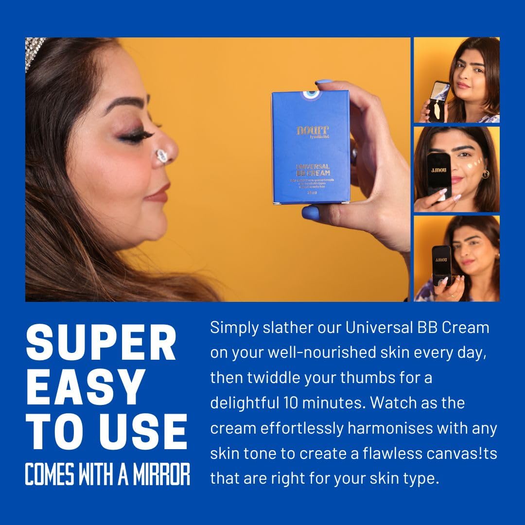 Nourr BB Cream in Universal Shade | All-in-One Coverage with Natural Radiant Finish | Sheer to Medium Buildable Coverage | Skin-Nourishing & Hydrating Formula | SPF15