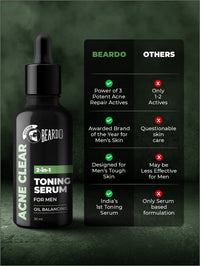 Beardo 2-in-1 Anti Acne Serum + Toner For Men, 30ml | Face Serum For Men | Acne Serum with AHA & Niacinamide | Reduces Pores & Acne Scars for Smooth Skin