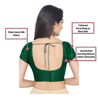 Shravanya Women's  Banarasi Silk Saree with Designer Embroidery and Stone Work with Jacquard Pallu, Border and Plain Unstitched Blouse Piece