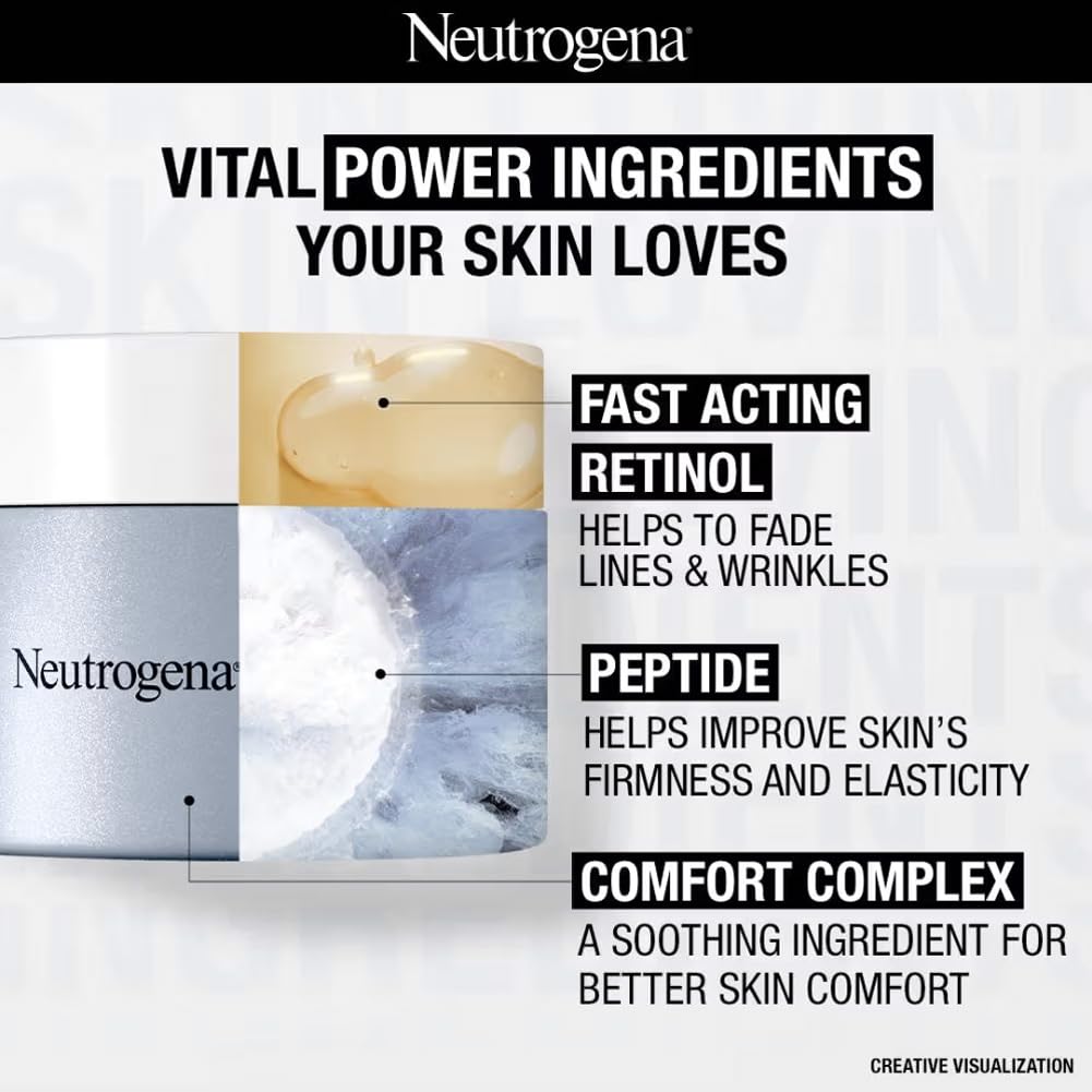 Neutrogena Visible Repair Retinol Day & Night Cream: Boosts Collagen for Anti-Ageing, Wrinkles, Fine Lines 50g