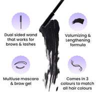 FAE Beauty 2-in-1 Volumising Mascara & Brow Gel | Lengthening & Buildable Formula | Easy To Remove | For All Genders | For Lashes & Brows | Vegan (Jet Black)
