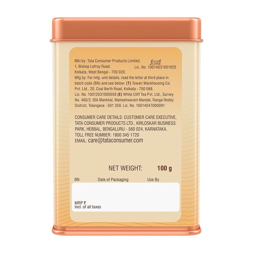 1868 by TATA Tea Assam Orthodox, Pure Assam Black Tea, Dry Rolled Whole Loose Leaves with Golden Tips, Aromatic, Malty, Mildly Sweet, From House of TATA (50 Cups/100g)