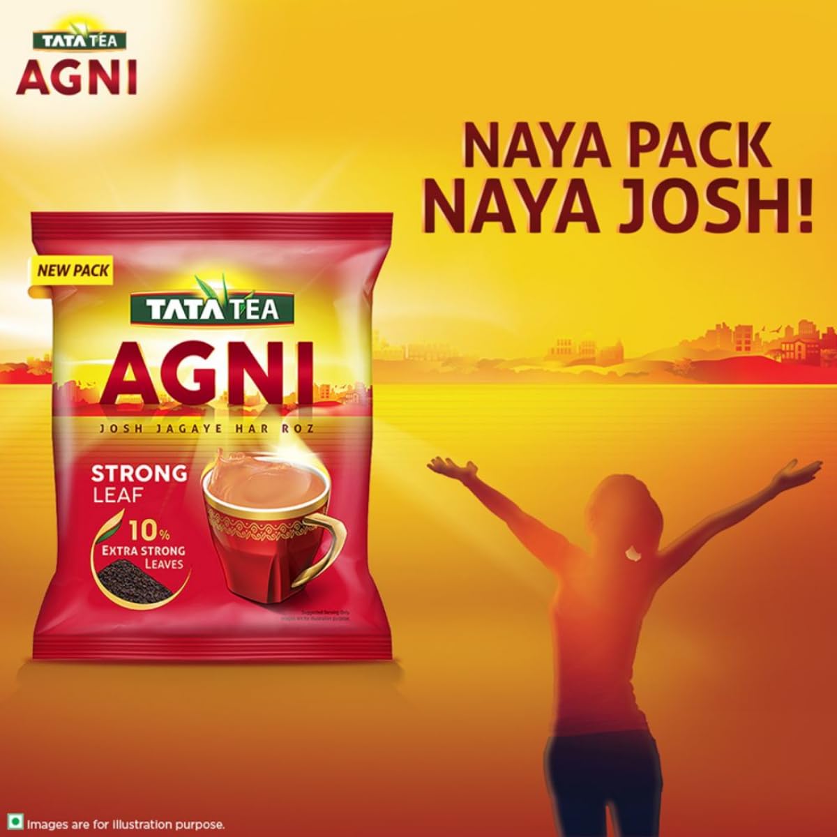 TATA TEA AGNI , Strong Chai With 10% Extra Strong Leaves, Black Tea,500 Gram