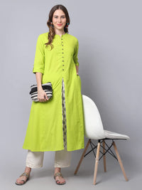 Pistaa's  Women Cotton Printed Cut Regular Kurta