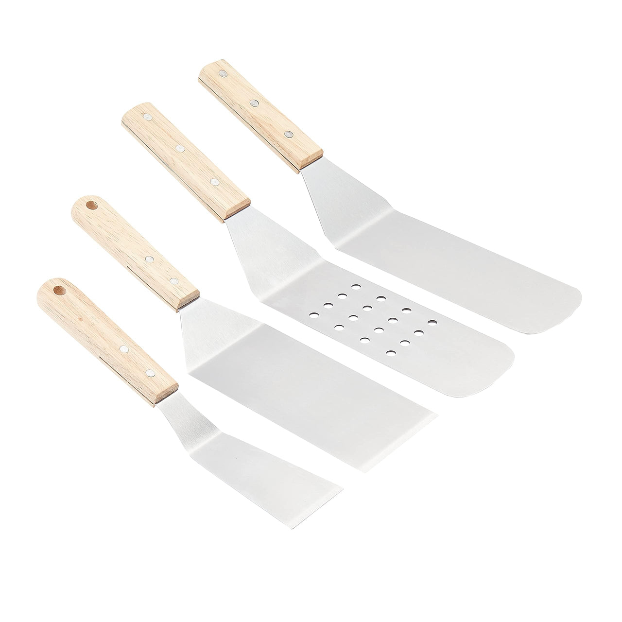 Basics 4-Piece Stainless Steel Barbeque Flat Griddle Spatula Set, Silver