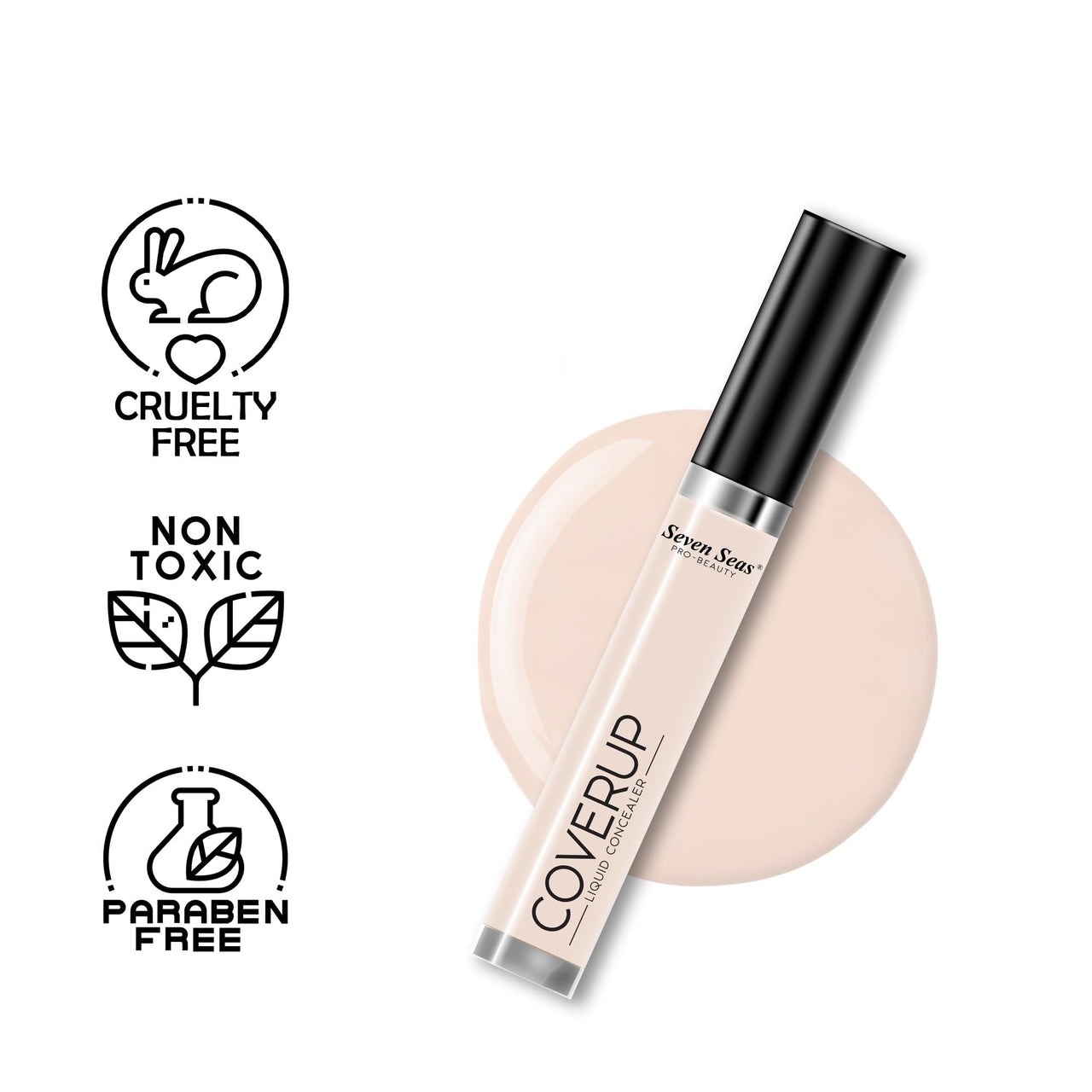 Seven Seas Cover Up Liquid Light weight Concealer with Full Coverage | Easily Blendable Concealer for face makeup with Matte finish (03_E)