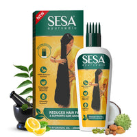 SESA Ayurvedic Hair Oil With Bhringraj & 17 Rare Herbs With Coconut Oil and 4 Nourishing Oil For Hair Growth Help Control Hair Fall with Easy Oil Applicator For Women and Men (200 ml)
