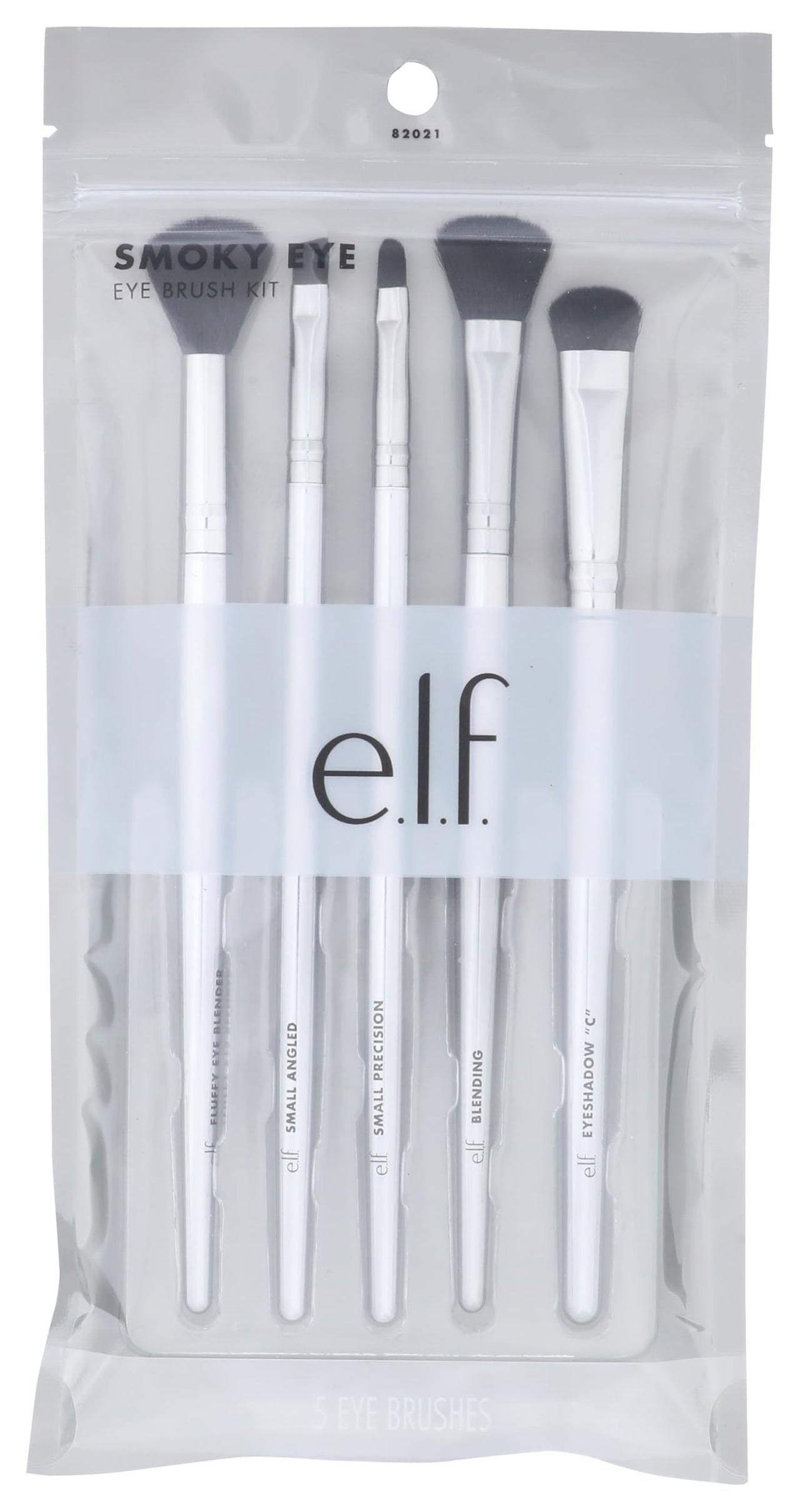 e.l.f. Smoky Eye Brush Kit, Synthetic, 5Piece Set (82021) (Brush Handle Color May Vary)