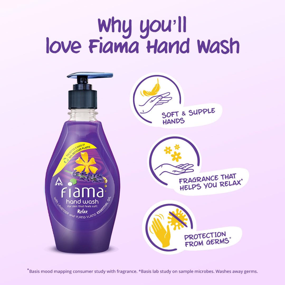 Fiama Relax Hand Wash, 400ml, Lavender and Ylang Ylang, For Soft and Supple Hands, Fragrant Handwash
