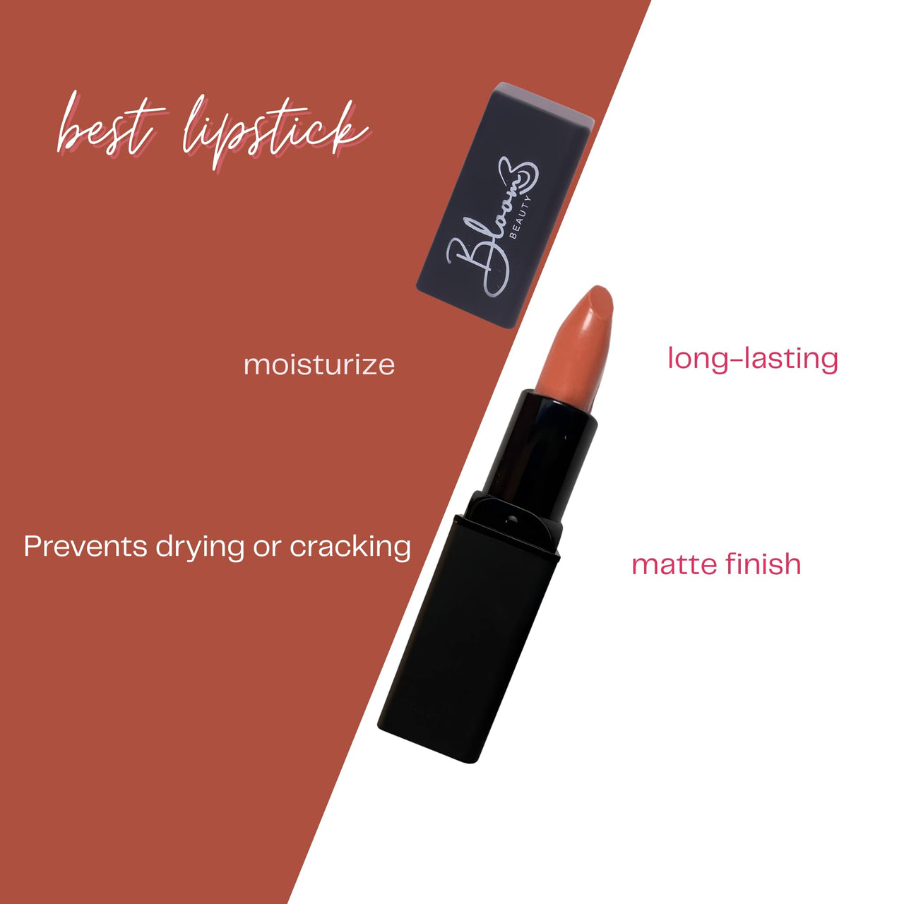 Bloom Beauty Bullet Lipstick Creamy Matte Finish Hydrating & Long-Lasting,Mocha Glow