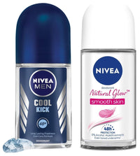 Nivea Roll-On Deodorant, Cool Kick for Men, 50ml And Deodorant Roll-on, Whitening Smooth Skin for Men, 50ml