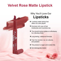 Forever52 Daily Life Velvet Rose Matte Long Lasting Crayon Lipstick (Enriched With Rose Oil) Hydrating And Long-Lasting Matte Lip Color Bold And Silky Matte Finish Look - (Brown)