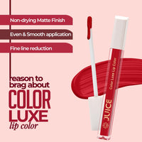 Juice Red Carpet - M02 Kiss Sensation Lipstick & Maroon Bliss - M08 Color Luxe Liquid Lipstick with Goodness of Bio Retinol, & SPF 15 UV Protection