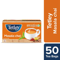 Tetley | Masala Chai With Natural Flavour | Black Tea | 50 Tea Bags, 100 Grams
