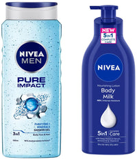 NIVEA Body Lotion for Very Dry Skin, 600 ml & NIVEA Men Body Wash, 500 ml