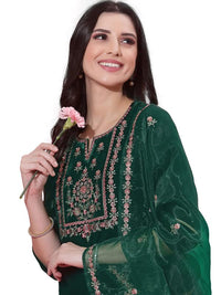 SIRIL Women's  Velvet Embroidery Straight Kurta Set with Dupatta