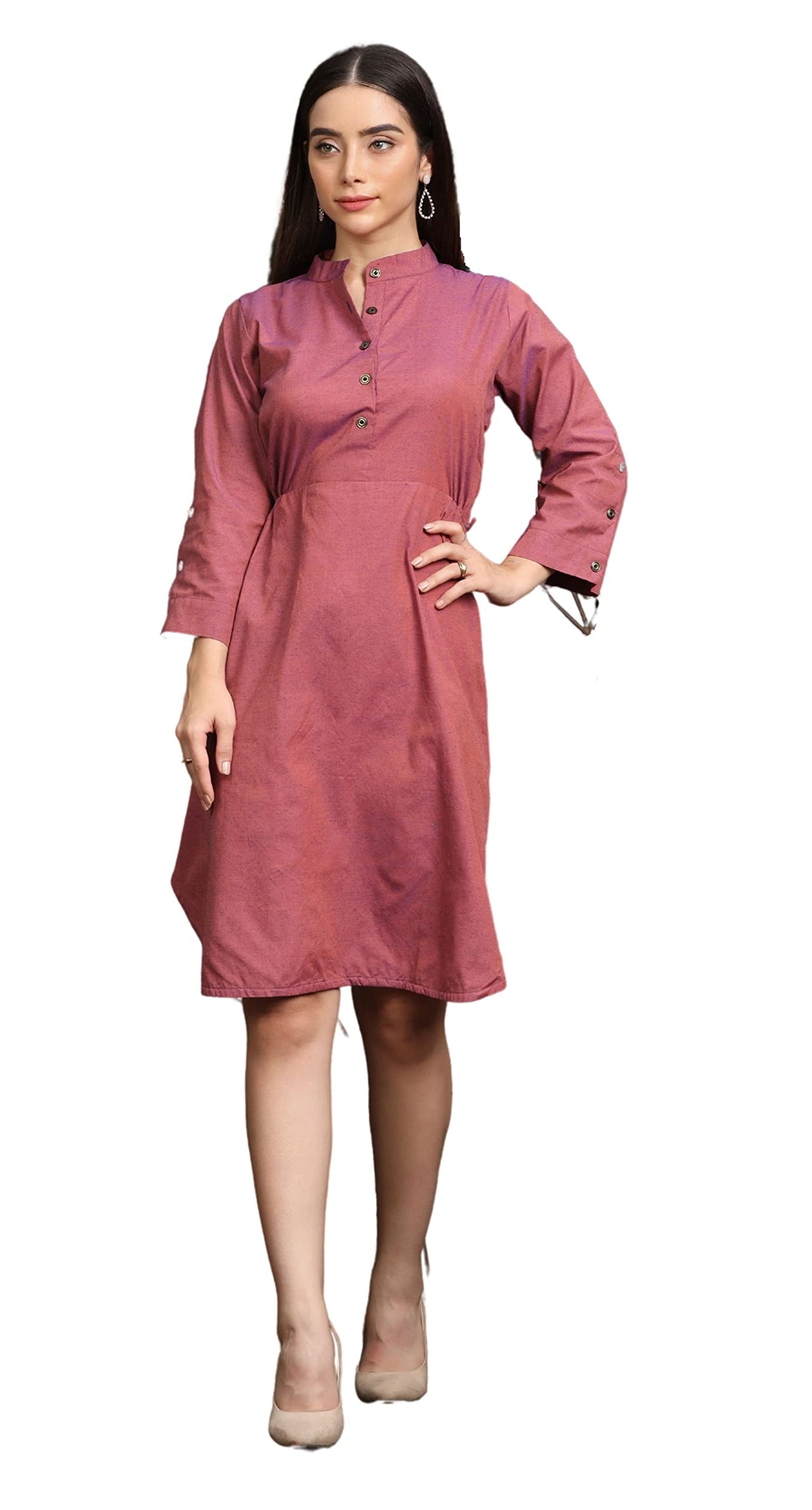 DHRUVI TRENDZ Kurti for Women || Soft Cotton Plain Long Straight Kurtis for Girls || Stitched Collar Kurta || Ideal for Office || Casual || Collage || Festival Wear Kurtis for Ladies