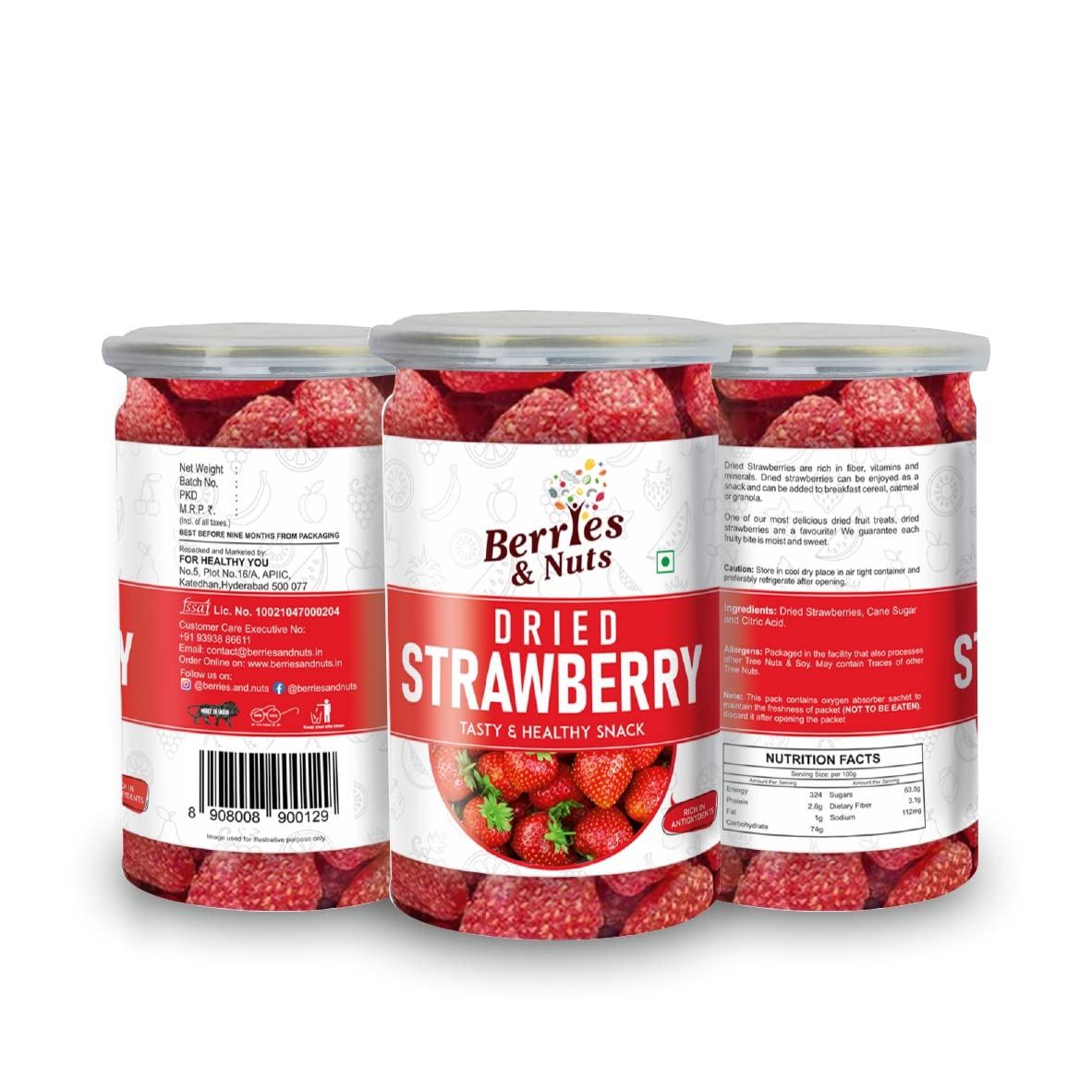Berries And Nuts Dried Cranberry & Strawberry Combo | Cranberry 200 Grams & Strawberry 200 Grams