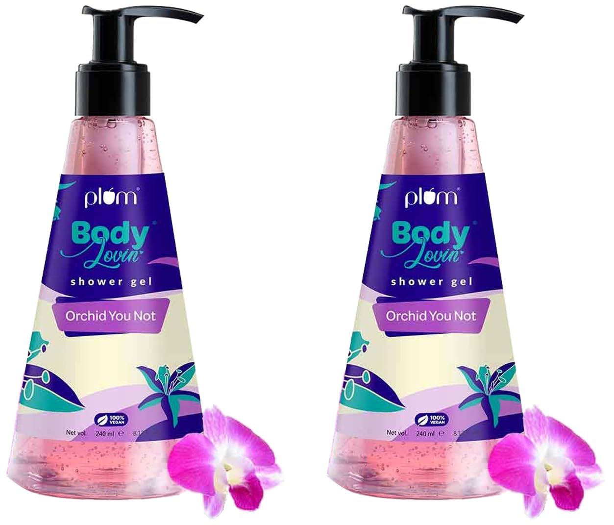 Plum BodyLovin' Orchid-You-Not Shower Gel | SLS-Free Body Wash For Women | Long Lasting Fresh Floral Fragrance | Aloe-Infused Nourishing Body Cleanser For Soft & Smooth Skin (240 ml) (Pack of 2)