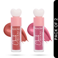 Seven Seas Cheek Bloom Liquid Blusher, 2-in-1 Lip Gloss and Blush, Long Lasting, (Copper Cheeks & Chic Pink) Pack of 2