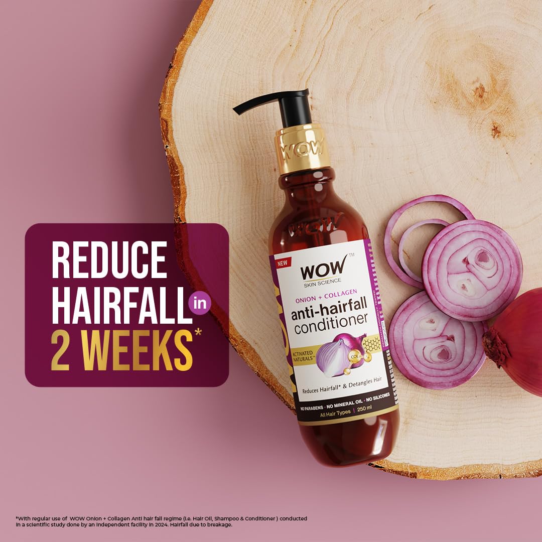 WOW Skin Science Onion Conditioner With Red Onion Seed Oil Extract, Black Seed Oil & Pro-Vitamin B5 - No Parabens, Mineral Oil, Silicones, Color & Peg - 100mL