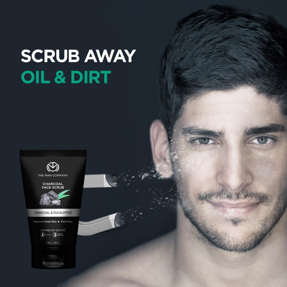 The Man Company Charcoal Tan Removal Face Scrub for Glowing Skin | Anti Acne, Blackhead Remover for Oily Skin (100 g (Pack of 1))