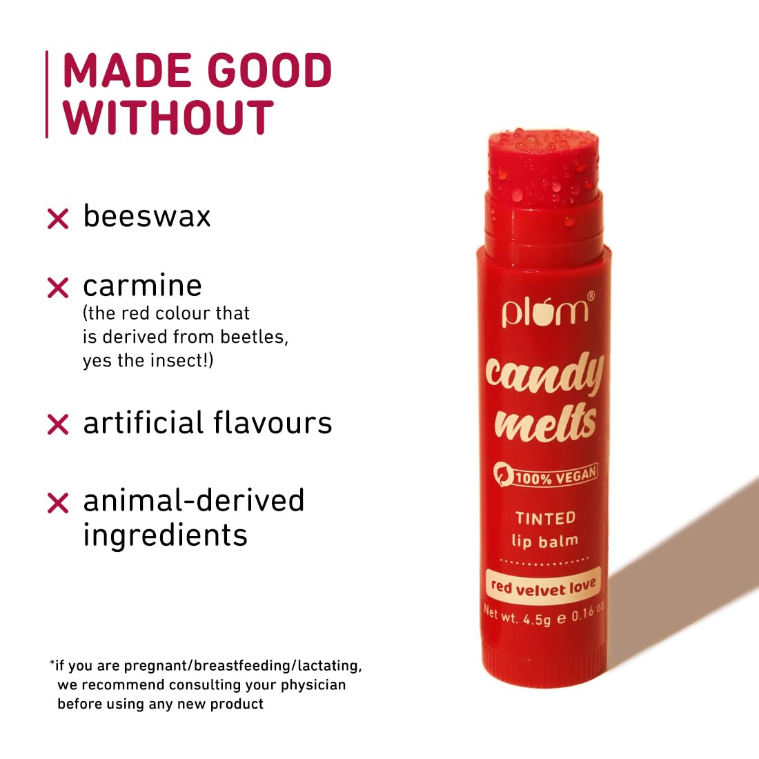 Plum Candy Melts Red Velvet Love Tinted Lip Balm | Moisturizes & Nourishes | Hydrates Dry & Chapped Lips | 100% Vegan | 4.5g