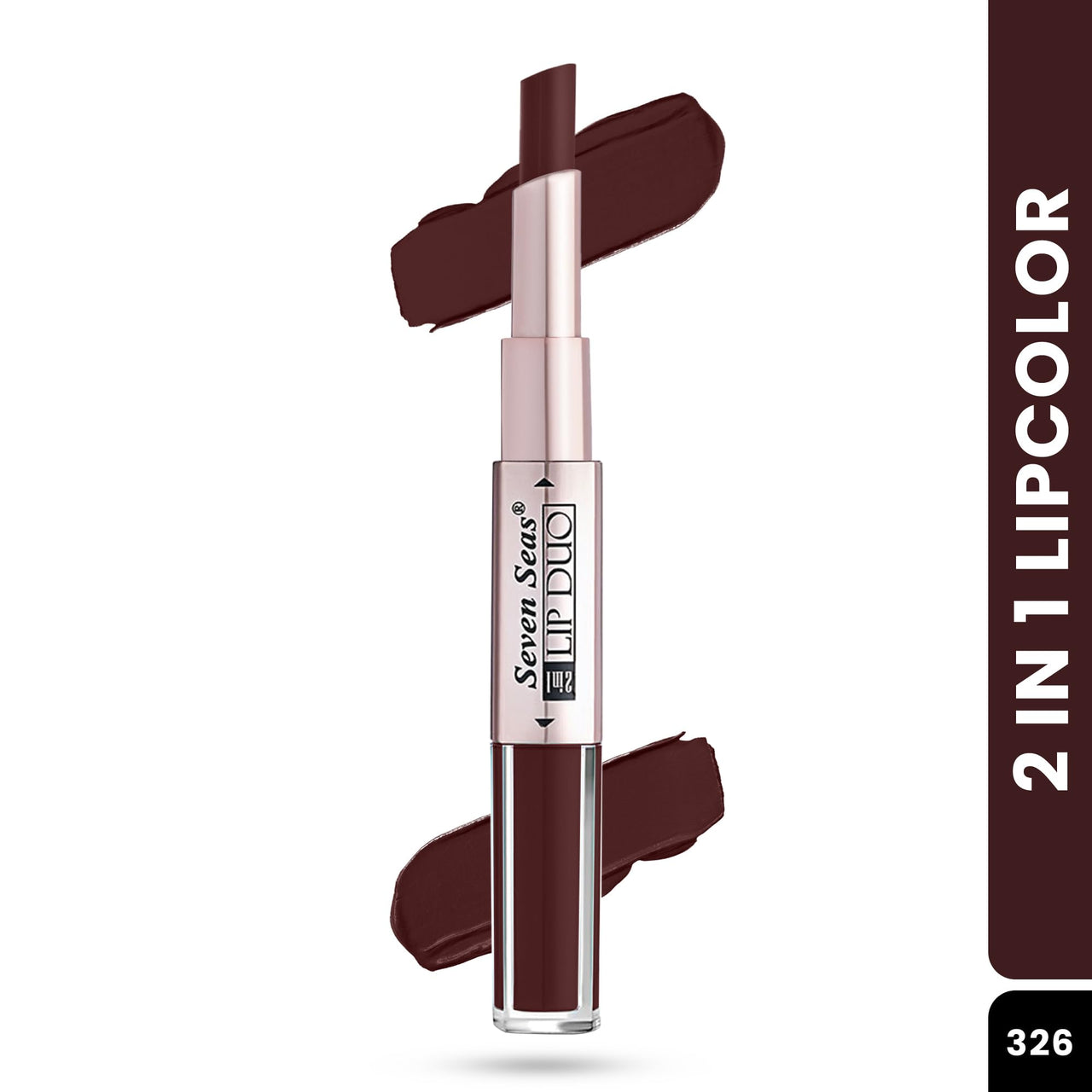 Seven Seas Lip Duo 2 In 1 Lipstick Matte Finish 2-in-1 Duo Liquid Lipstick with Matte Finish and Moisturizing Gloss (Espersso, 7ML)