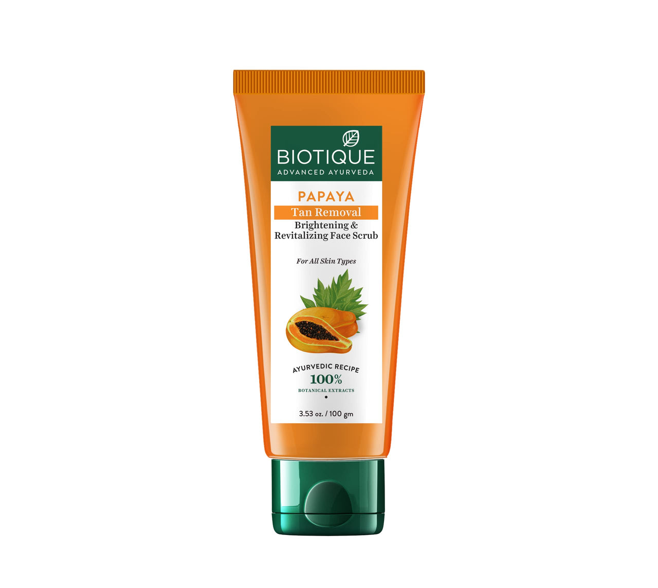 Biotique Bio Morning Nectar Visibly Flawless Skin Moisturizer, 120ml & Biotique Papaya Tan Removal Brightening & Reviatalizing Face Scrub For All Skin Types, 100g