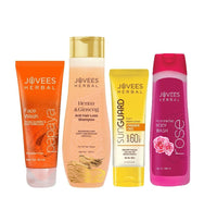 Jovees Herbal Papaya Face wash (50ml) + Henna & Ginseng Anti Hair Loss Shampoo (150ml) + Sun Guard lotion SPF 60 PA+++ (50ml) + Rose Body Wash (300ml) Set Of 4