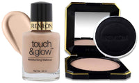 REVLON Touch And Glow Medium Coverage Moisturising Powder, Ivory Matte (12G) & Touch And Glow Liquid Make Up, Ivory Mist, 20Ml Oily