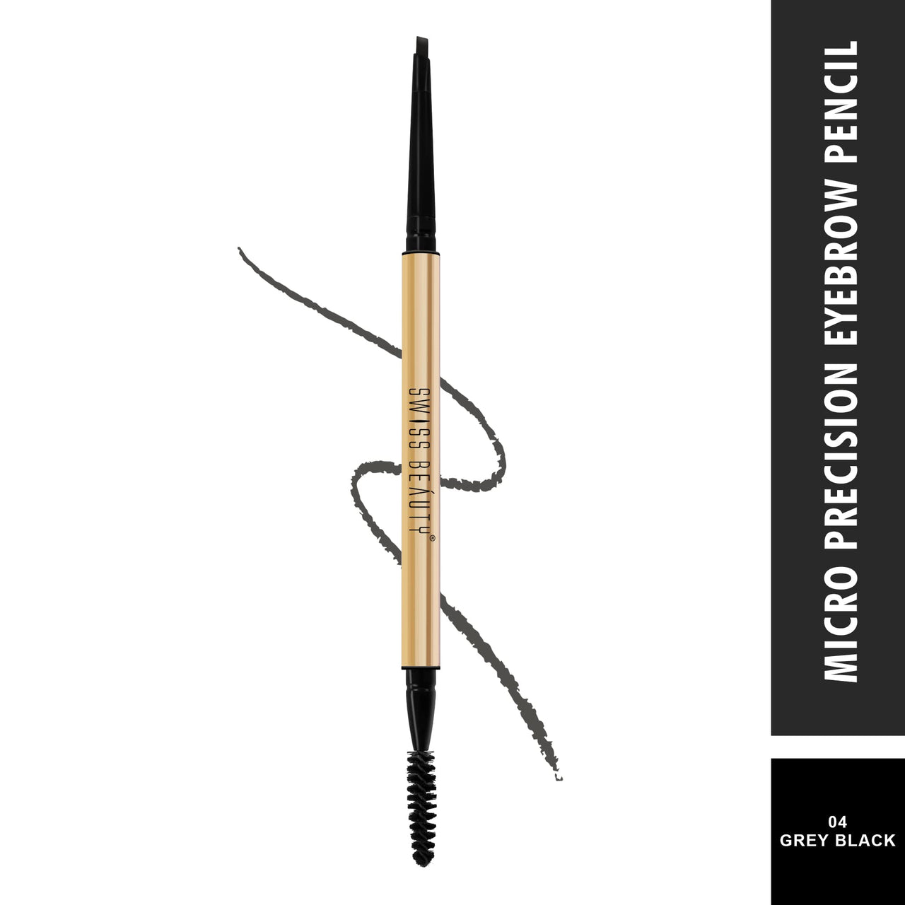 Swiss Beauty Micro Precision Eyebrow Pencil, Highly Pigmented, Long-Lasting and Lightweight Eyebrow Pencil | Shade - Grey Black, 0.1g