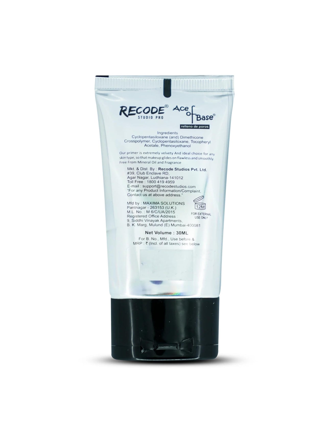 Recode Ace of Base Mattifying Primer for Face Makeup 30ml | Applicable on Oily & Dry Skin | Blurs Fine Lines, Wrinkles & Pores