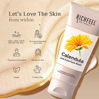 Richfeel Anti Acne Calendula Face Wash | Power of Soothing Calendula Extracts | For Skin prone to Acne & Blemishes | Physician Formulated | Helps Calm & Replenish Skin | 100 g (Pack of 2)