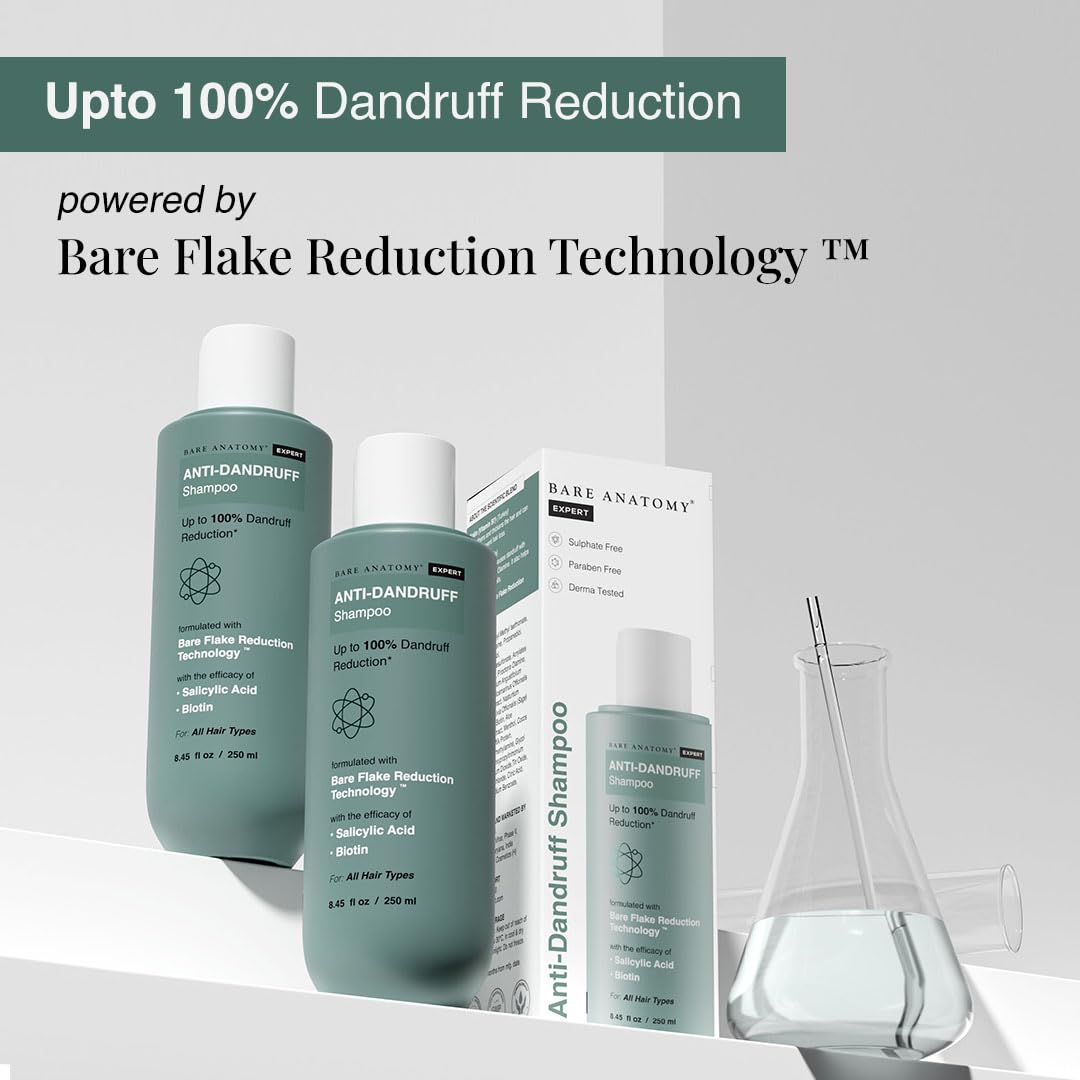 Bare Anatomy Anti Dandruff & Hair Fall Shampoo - 250ml (5 Pack) for All Hair Types - Unisex-Adults