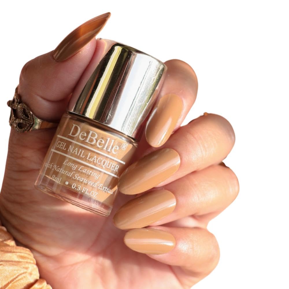 Debelle Gel Nail Polish Caramel Auburn (Caramel Brown Nail Paint)|Non Uv - Gel Glossy Finish |Chip Resistant | Seaweed Enriched Formula| Long Lasting|Cruelty And Toxic Free| 8Ml