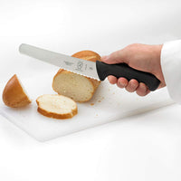 Mercer Culinary M23208 Millennia Black Handle, 8-Inch Wavy Edge Wide, Bread Knife 8