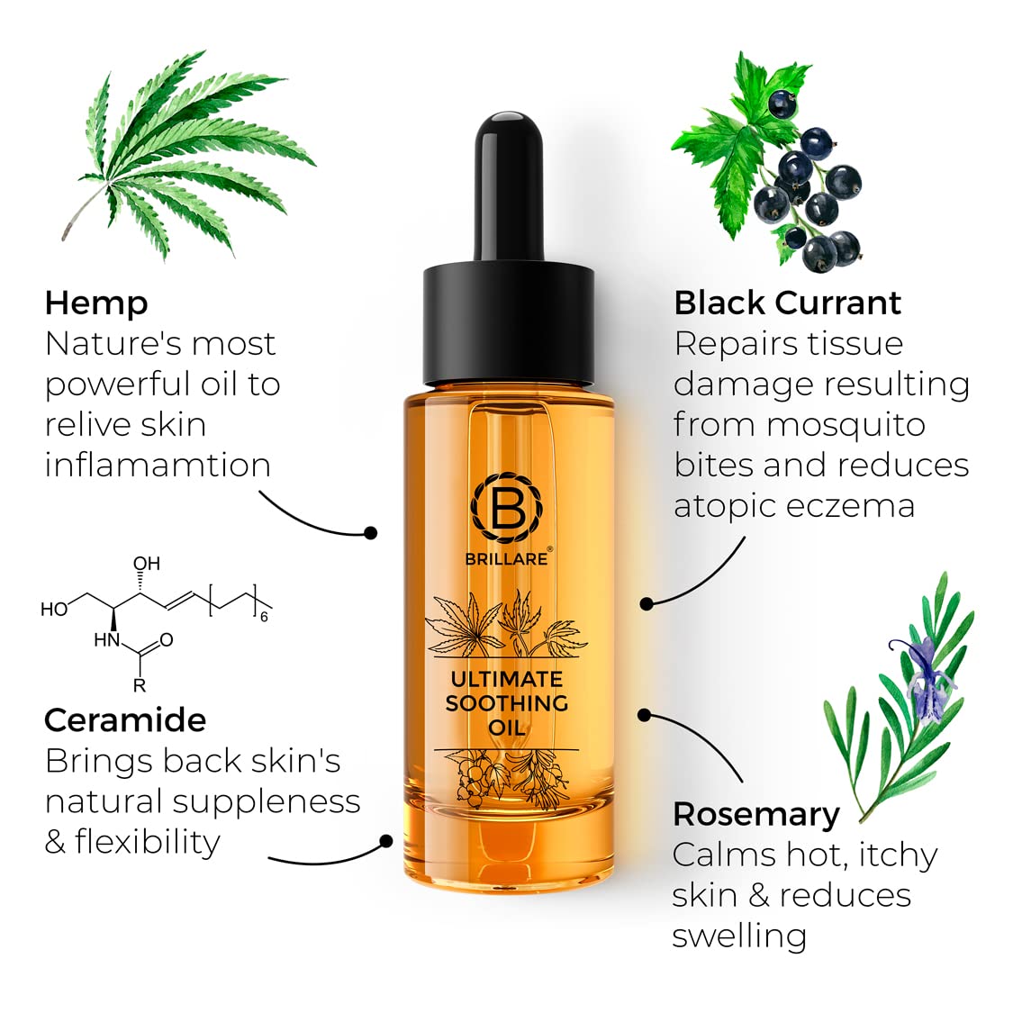 Brillare Ultimate Soothing Oil, 100% Natural Body Oil, Rosemary (30 ML), Zero Chemicals
