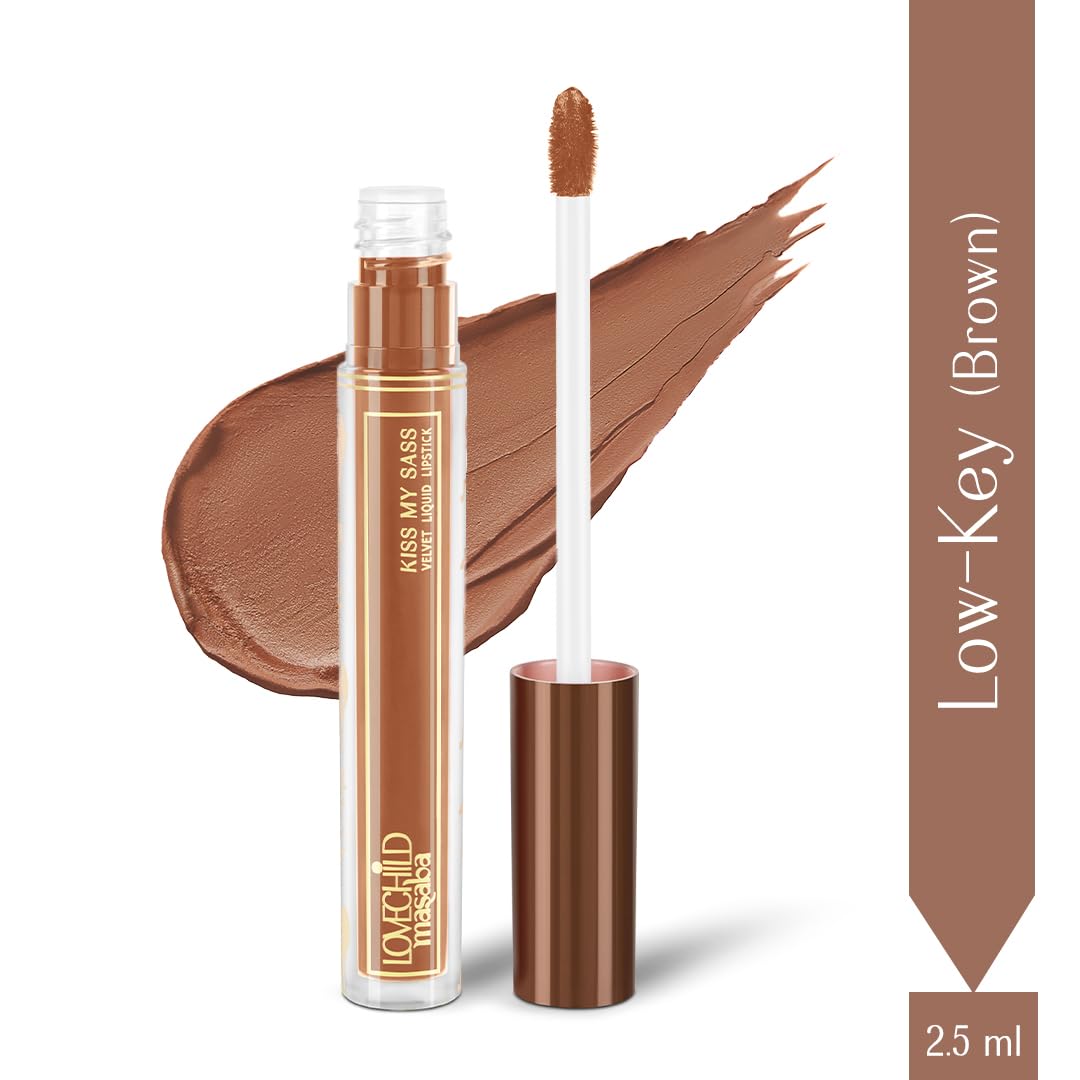 LoveChild Masaba Kiss My Sass Velvet Matte Lipstick (Brown), Intense Color, Transfer-Proof, Hydrating with Hyaluronic Acid, Long-Lasting & Lightweight, Smooth Glide Formula, Low-Key, 2.5ml