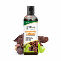 Globus Naturals Amla Reetha Shikakai Shampoo - Natural & Mild Cleanser for Healthy Hair and Scalp, Suitable for All Hair Types - 100 ml