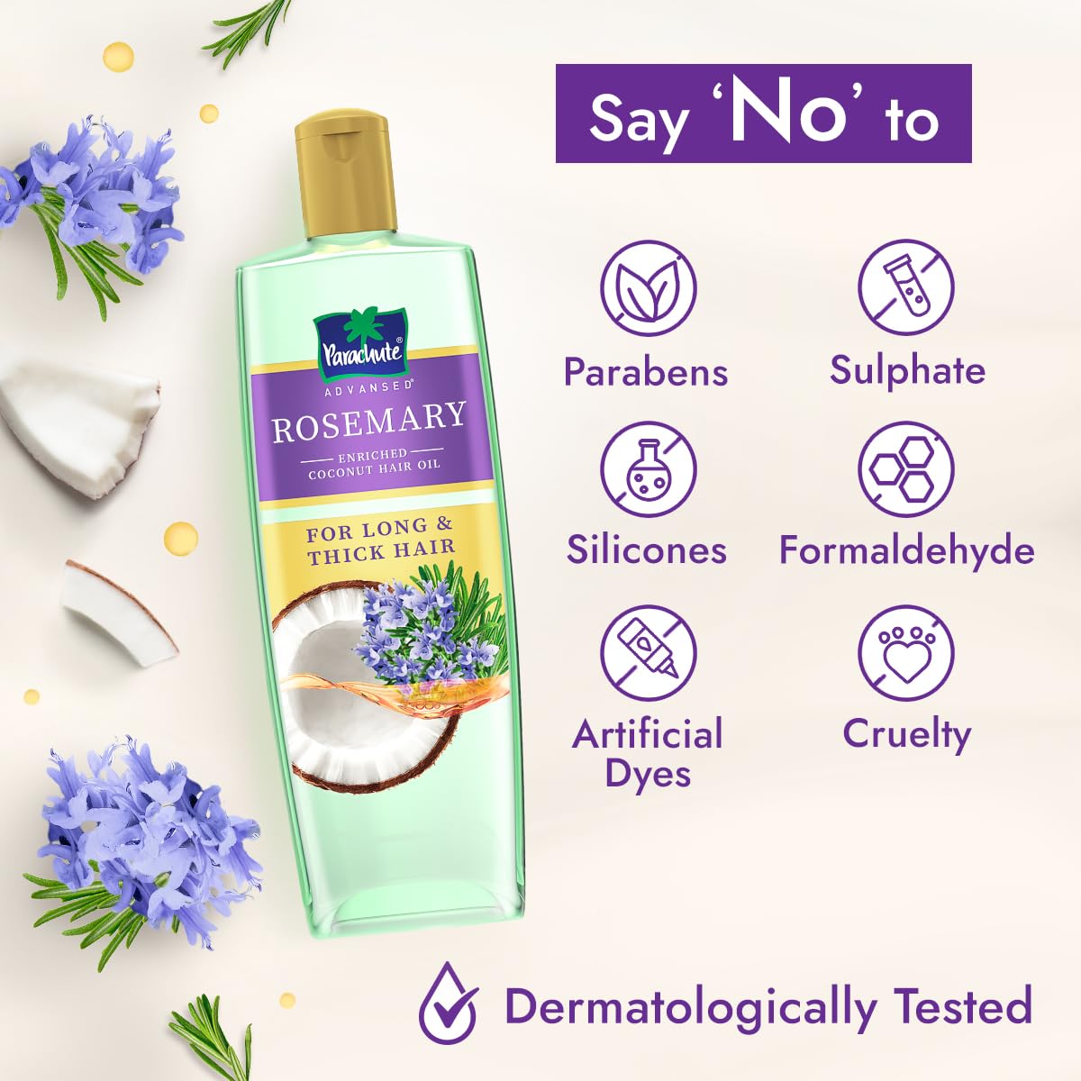 Parachute Advansed Rosemary-enriched Coconut Hair Oil| Rosemary Hair Oil| Superfoods Magic| Long & Thick Hair|300 Ml (Pack of 2)