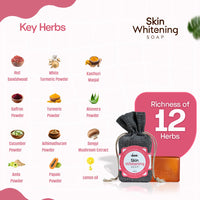 VCare Skin Whitening Soap -100 gm | Richness of 12 Herbs Ingredients with Songyi Mushroom Extract Soap bar | Exfoliates the skin impurities & improves the skin tone for both Men and Women (Pack of 5)