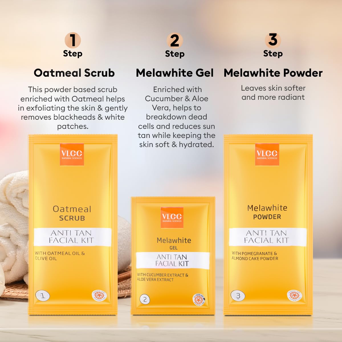 VLCC Salon Series Anti Tan Facial Kit ( 6 Facials ) - 300g - At Home Anti-Tan Facial Kit | Fights Sun Tan, Uneven Skin Tone | Refines and Brightens Skin Tone For Glowing Complexion