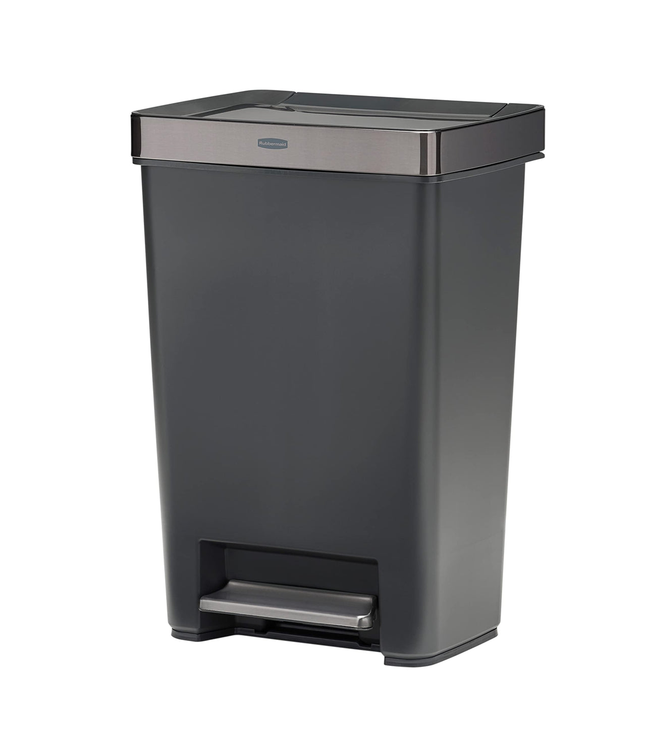 Rubbermaid Premier Series II Step-on Trash Can for Home and Kitchen, with Lid Lock and Slow Close, 13 Gallon, Charcoal, for Home/Kitchen/Hotel/Lobby/Office 13G - Classic Plastic
